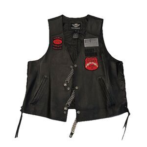 Harley Davidson Genuine Leather Vest Roughnecks Tennessee Chain Biker - XL